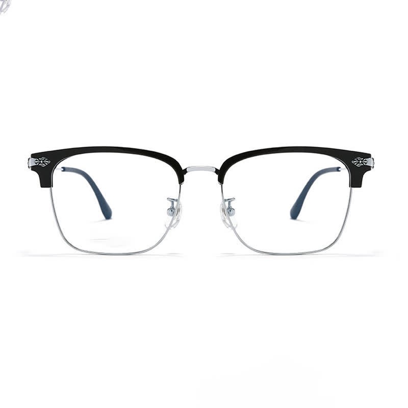 Spykay™ EG26934 Square Titanium Frame Anti-blue Light Browline Chrome Heart Glasses - image 2