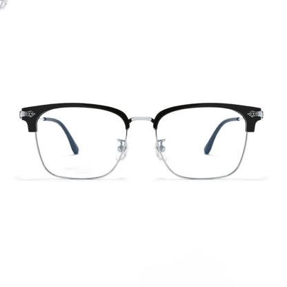 Spykay™ EG26934 Square Titanium Frame Anti-blue Light Browline Chrome Heart Glasses - image 2
