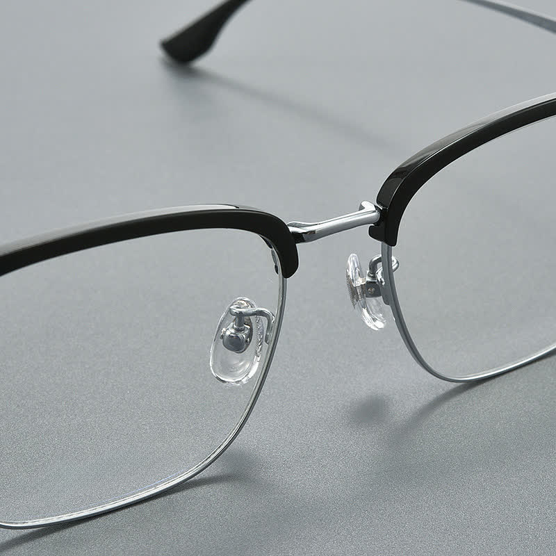 Spykay™ EG26934 Square Titanium Frame Anti-blue Light Browline Chrome Heart Glasses - image 9