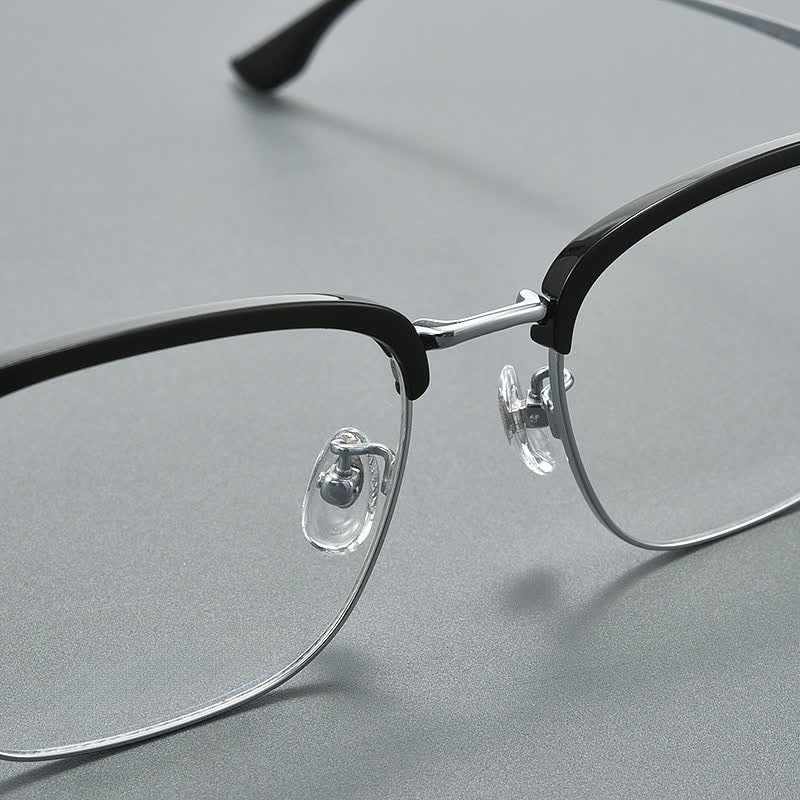 Spykay™ EG26934 Square Titanium Frame Anti-blue Light Browline Chrome Heart Glasses - image 9