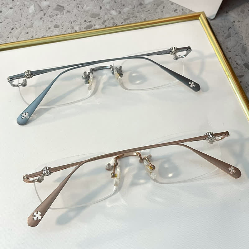 Spykay™ EG26935 Rectangle Titanium Frame Anti-blue Light Rimless Chrome Heart Glasses - image 2