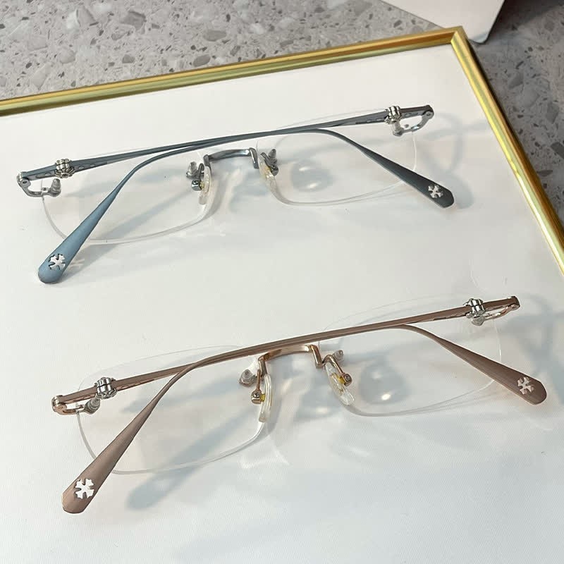 Spykay™ EG26935 Rectangle Titanium Frame Anti-blue Light Rimless Chrome Heart Glasses - image 2