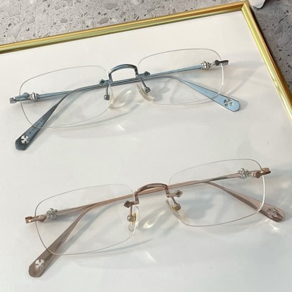 Spykay™ EG26935 Rectangle Titanium Frame Anti-blue Light Rimless Chrome Heart Glasses - image 1