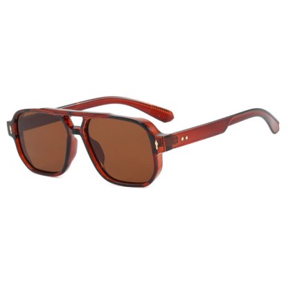 Spykay™ SG60754 Square Frame Double Bridges Vintage Sunglasses - Brown - image 15