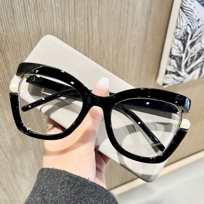 Spykay™ EG26758 Anti-blue Light Pearl Decor Irregular Oversized Eyeglasses - Black - image 1