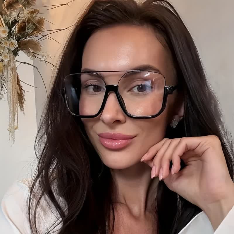 Spykay™ EG60688 Black Unisex Double Bridges Square Frame Semi-Rimless Eyeglasses - Black - image 1