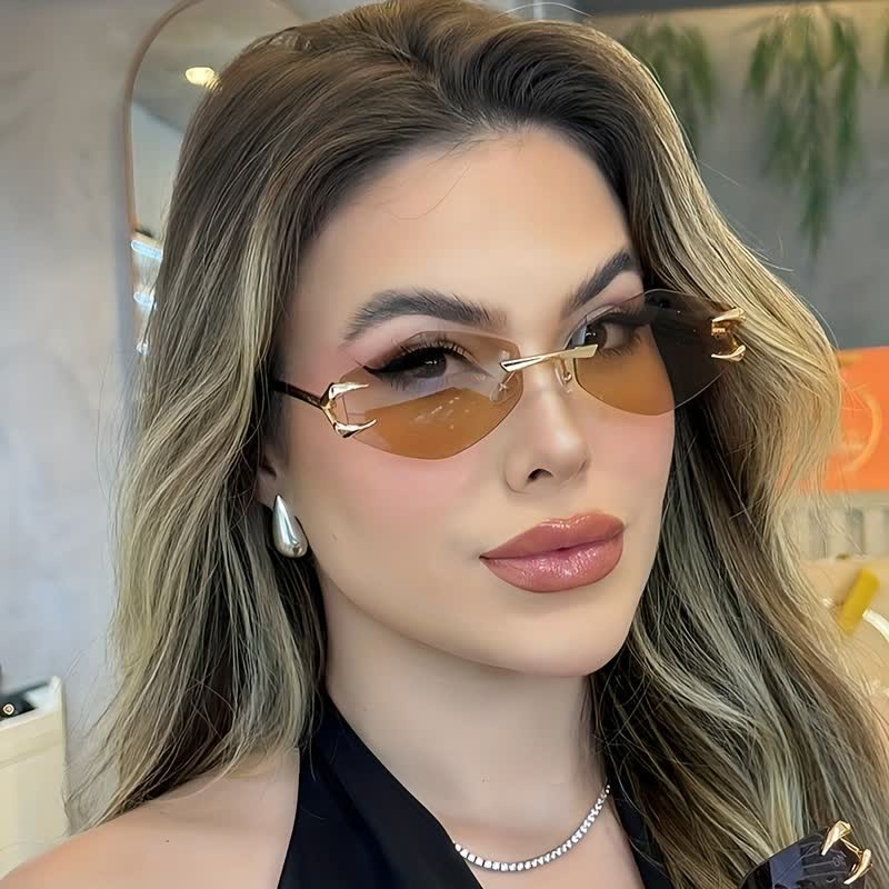 Spykay™ SG60856 Claw Temples Geometric Rimless Hipster Sunglasses - image 2