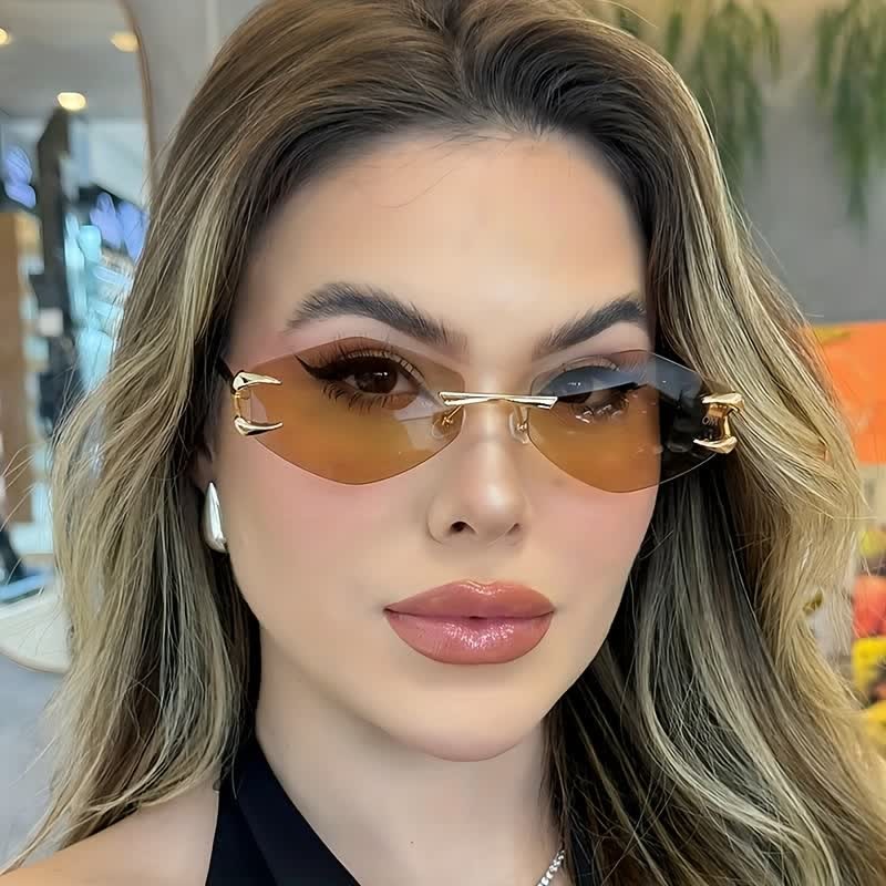 Spykay™ SG60856 Claw Temples Geometric Rimless Hipster Sunglasses - Brown - image 1