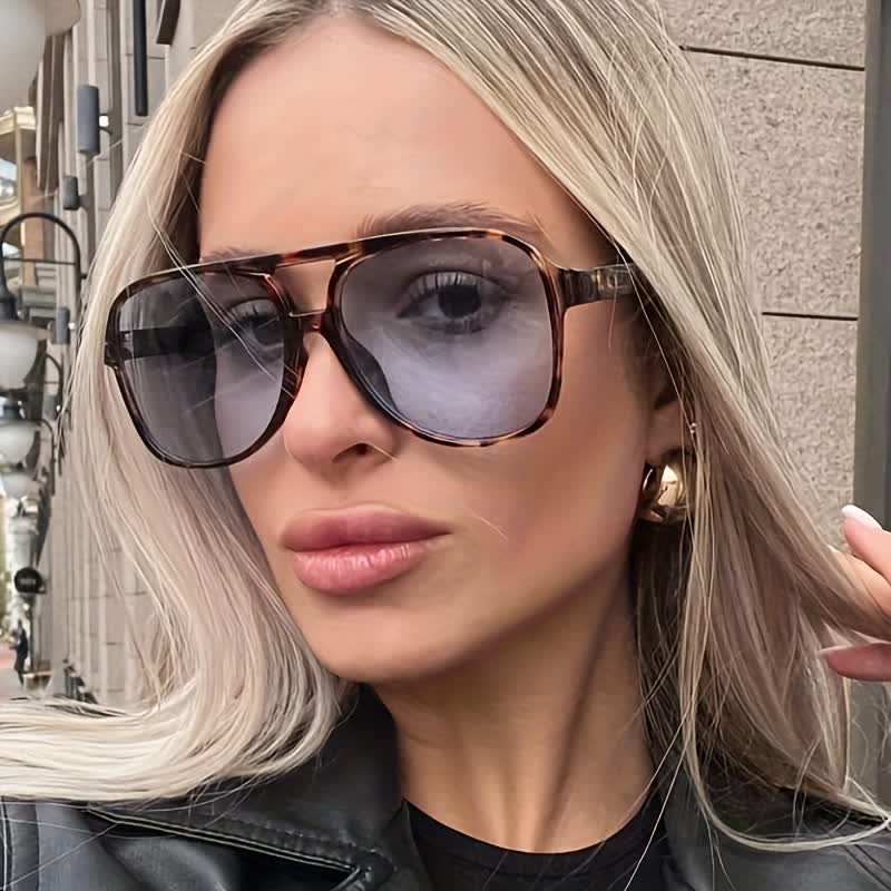 Spykay™ SG60670  Double Bridges Fashion Aviator Sunglasses - Leopard Print/Blue - image 3