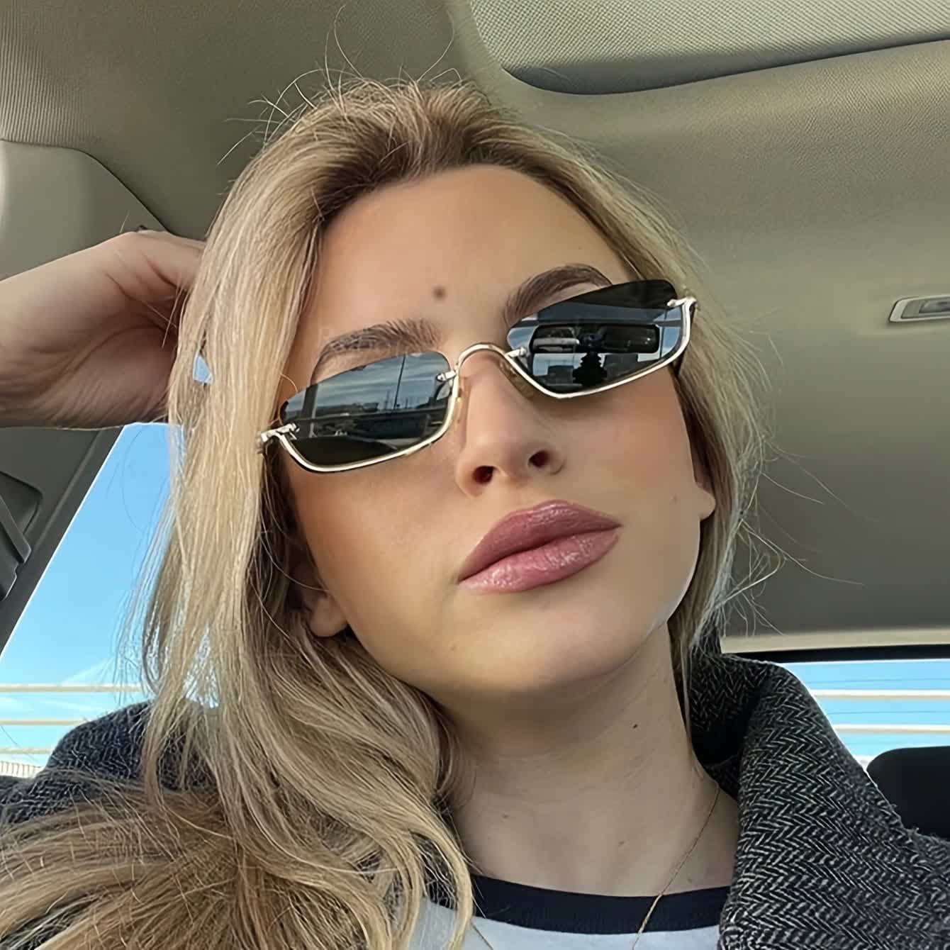 Spykay™ SG60874 Trendy Semi-Rimless Rectangle Frame Sunglasses - Grey - image 1