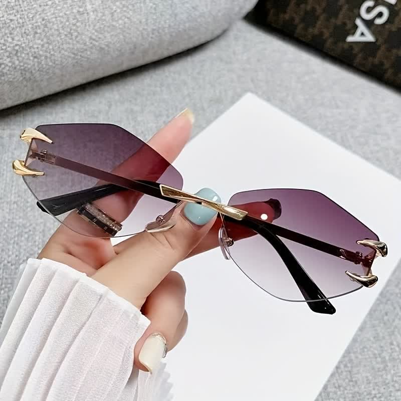 Spykay™ SG60856 Claw Temples Geometric Rimless Hipster Sunglasses - Ombre Grey - image 13