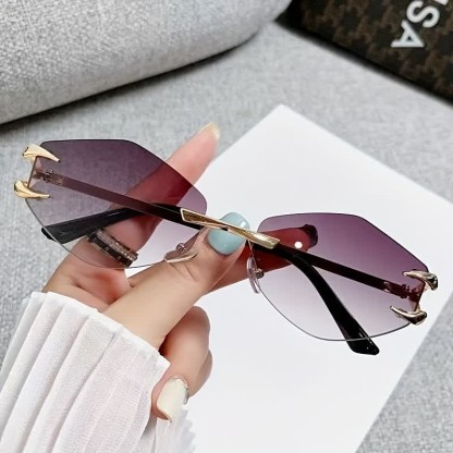 Spykay™ SG60856 Claw Temples Geometric Rimless Hipster Sunglasses - Ombre Grey - image 13