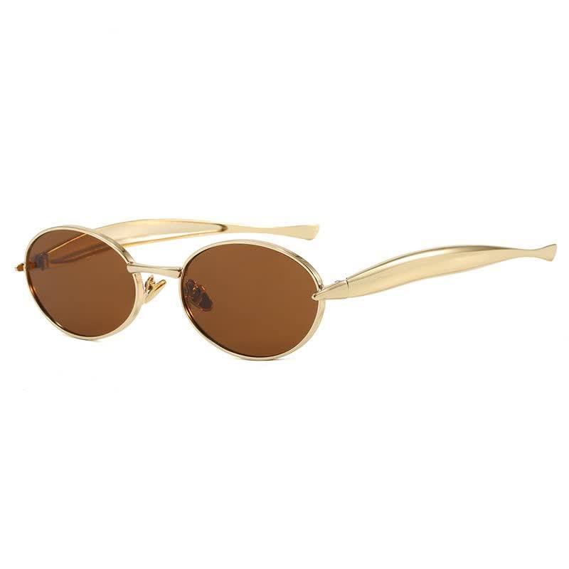 Spykay™ SG61050 Unisex Vintage Oval Frame Sunglasses - Golden/Brown - image 17