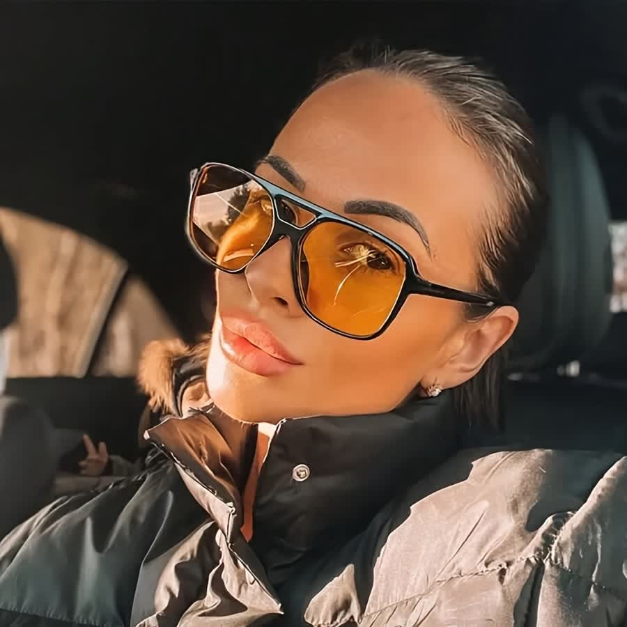 Spykay™ SG60718 Double Bridges Square Frames Retro-Vintage Sunglasses - Black/Orange - image 25