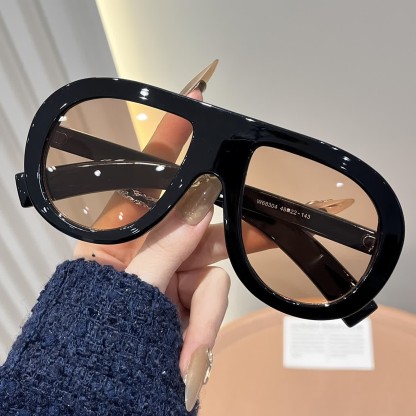 Spykay™ SG60687 Oversized Frame Hipster Aviator Sunglasses - Black/Light Brown - image 44