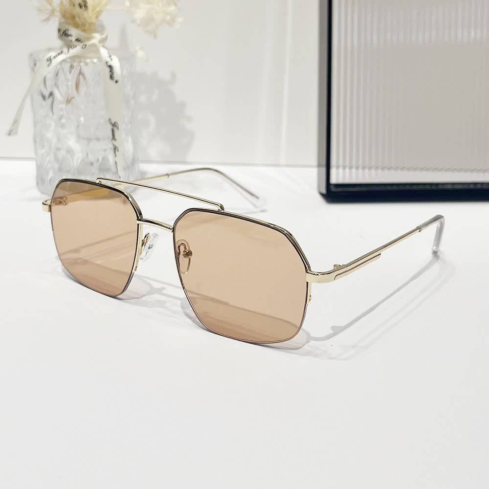 Spykay™ SG61052 Trendy Retro Semi-Rimless Double Bridges Aviator Sunglasses - image 2