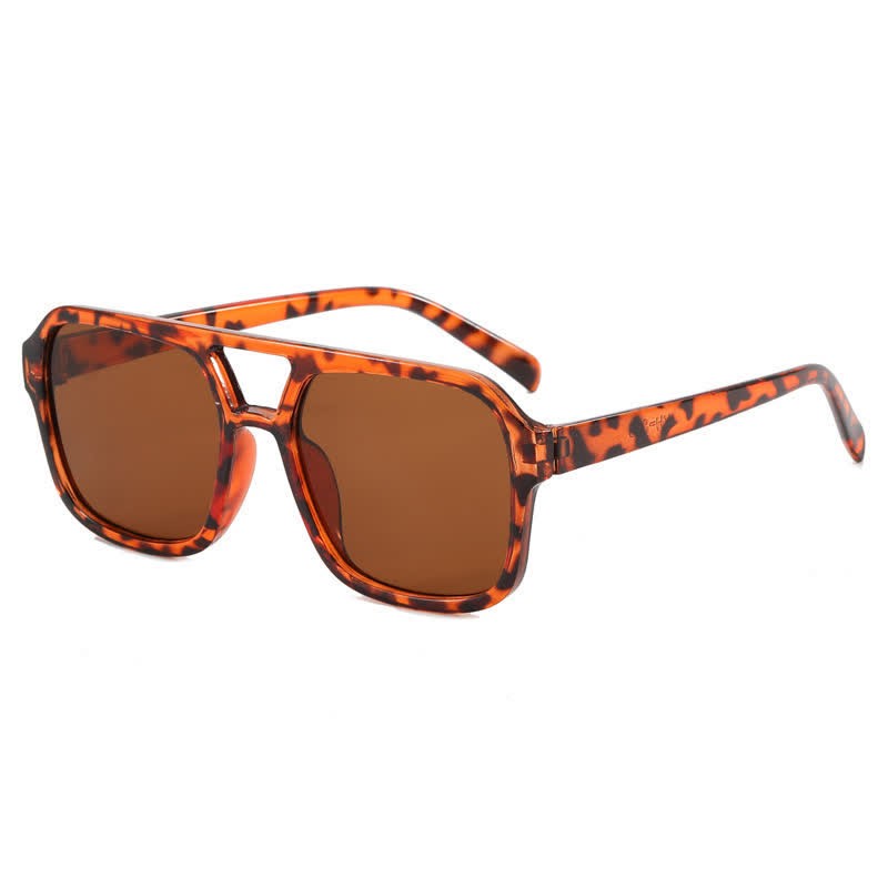 Spykay™ SG60718 Double Bridges Square Frames Retro-Vintage Sunglasses - Leopard Print - image 34