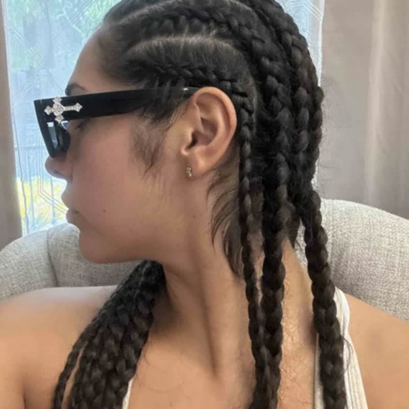 Spykay™ SG61019 Unsiex Rhinestone Cross Decor Square Frame Sunglasses - image 4