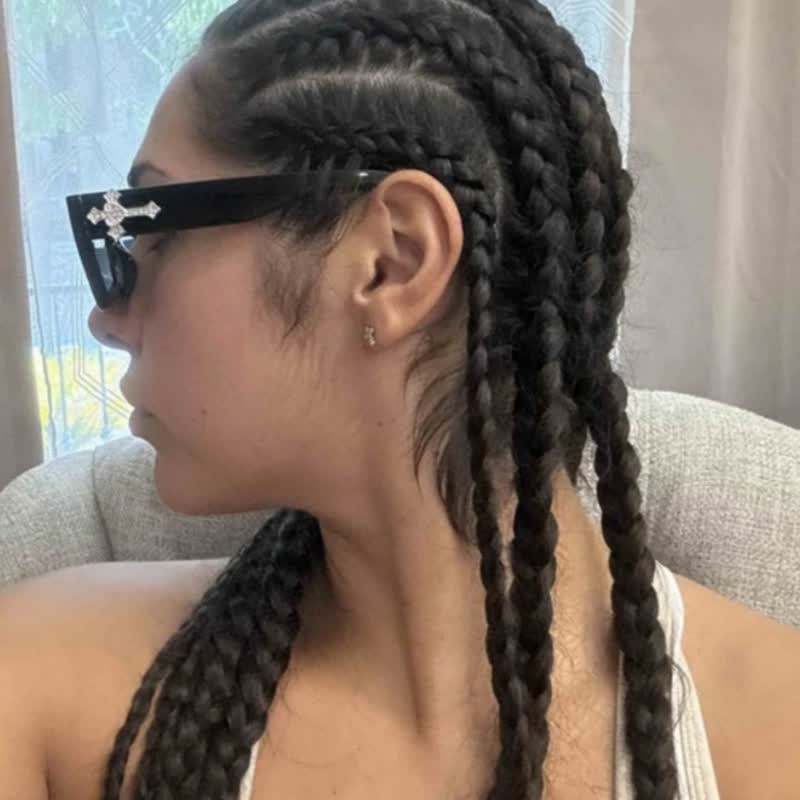 Spykay™ SG61019 Unsiex Rhinestone Cross Decor Square Frame Sunglasses - image 4