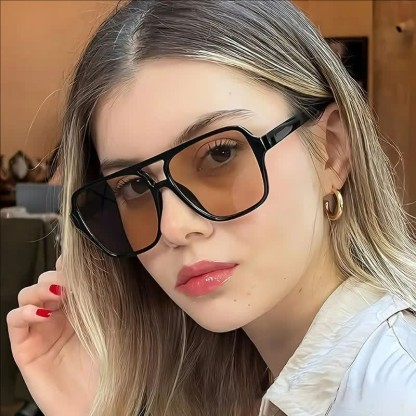 Spykay™ SG60718 Double Bridges Square Frames Retro-Vintage Sunglasses - Black/Brown - image 13