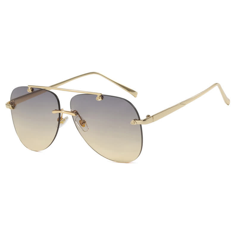 Spykay™ SG60888 Rimless Double Bridges Retro Aviator Sunglasses