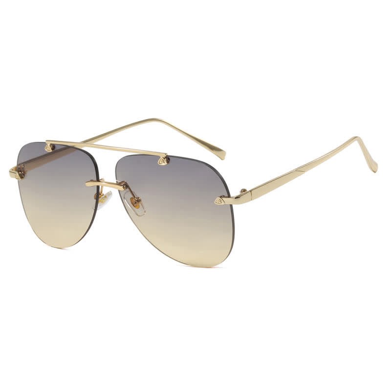 Spykay™ SG60888 Rimless Double Bridges Retro Aviator Sunglasses