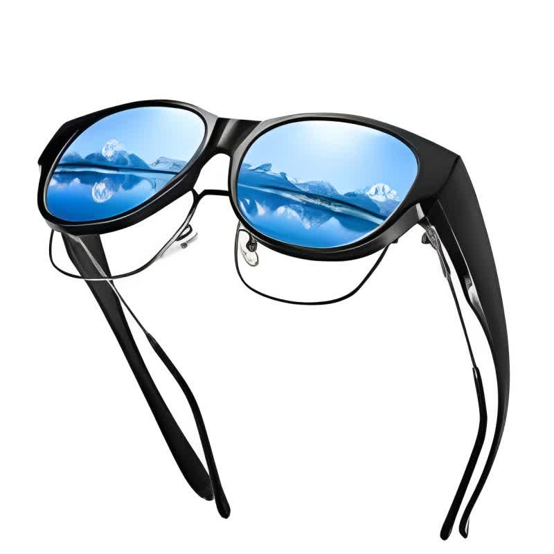 Spykay™ SG60901 Polarized Round Frame Driving Sunglasses Fit Over Glasses for Women Men - Black/Blue - image 21