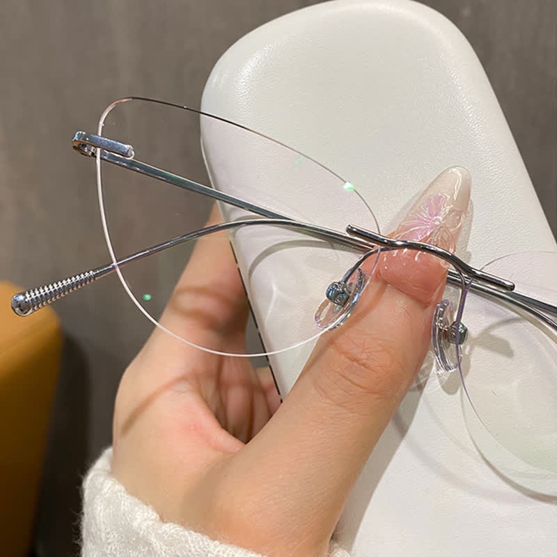 Spykay™ EG26862 Cat-Eye Titanium Frame Anti-blue Light Hipster Rimless Glasses - image 7