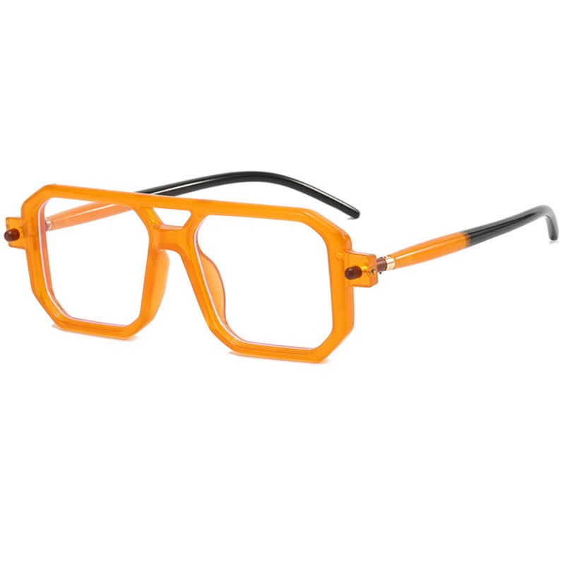 Spykay™ EG26767 Double Bridges Square Frame Glasses - Orange - image 6