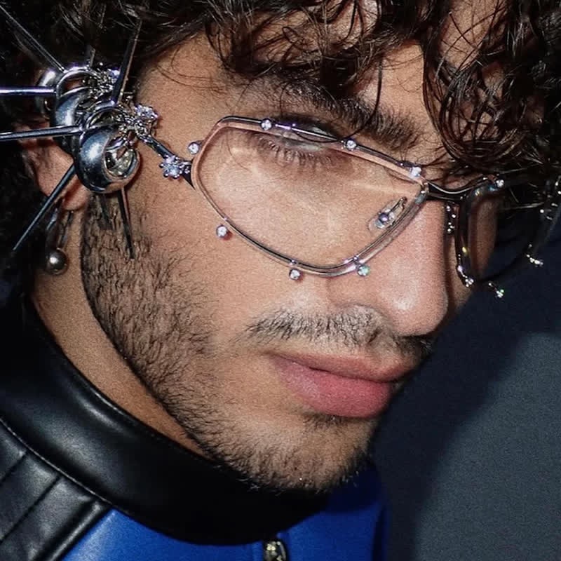 Spykay™ EG26751 Rhinestone Decor Geometric Frame Hipster Y2K Glasses - image 17