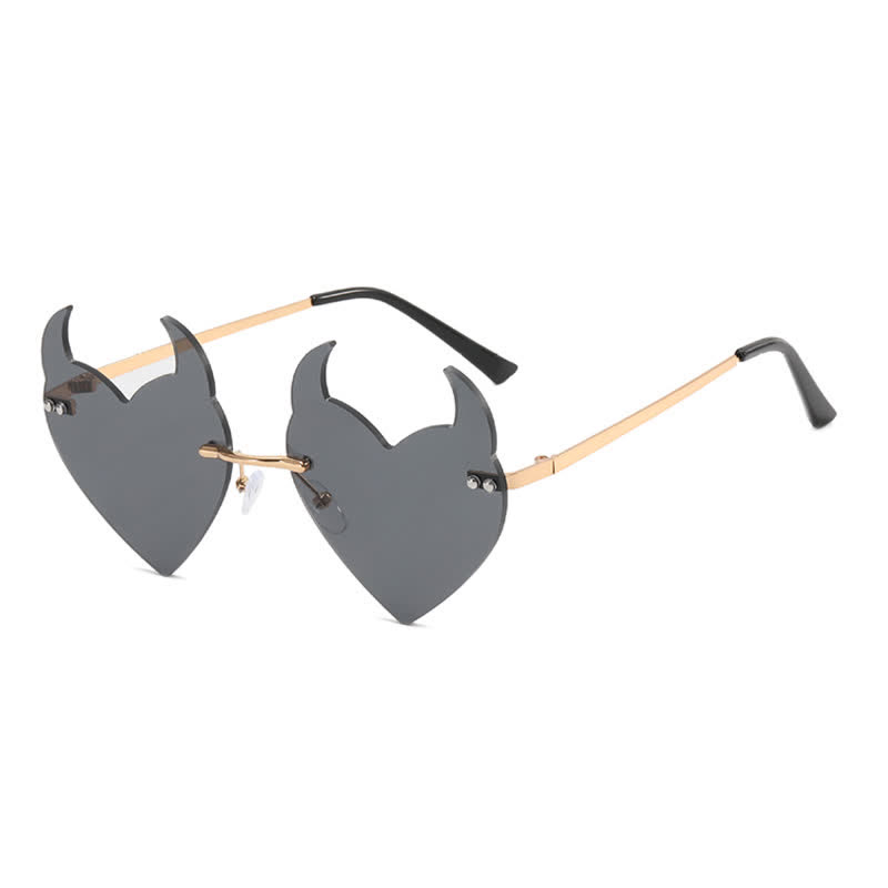 Spykay™ SG60991 Halloween Rimless Devil Horns Heart Sunglasses for Women Men - Grey - image 8