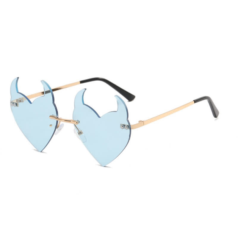 Spykay™ SG60991 Halloween Rimless Devil Horns Heart Sunglasses for Women Men - Blue - image 14