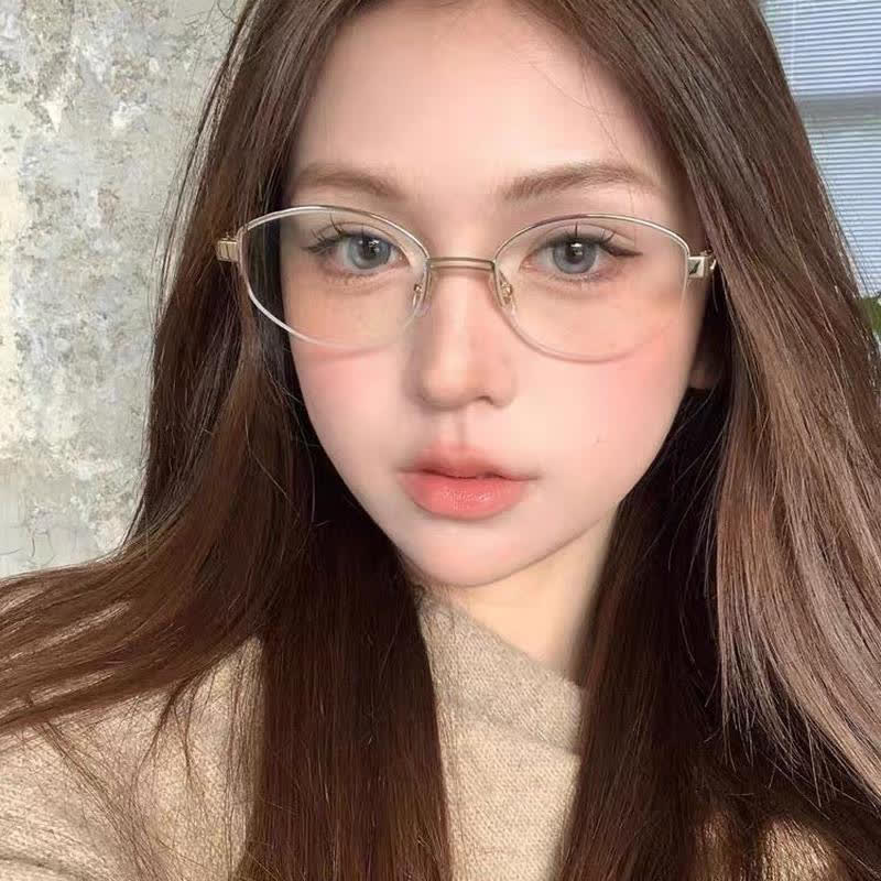 Spykay™ EG26704 Oval Titanium Frame Hollow-out Temples Anti-blue Light Fashion Glasses