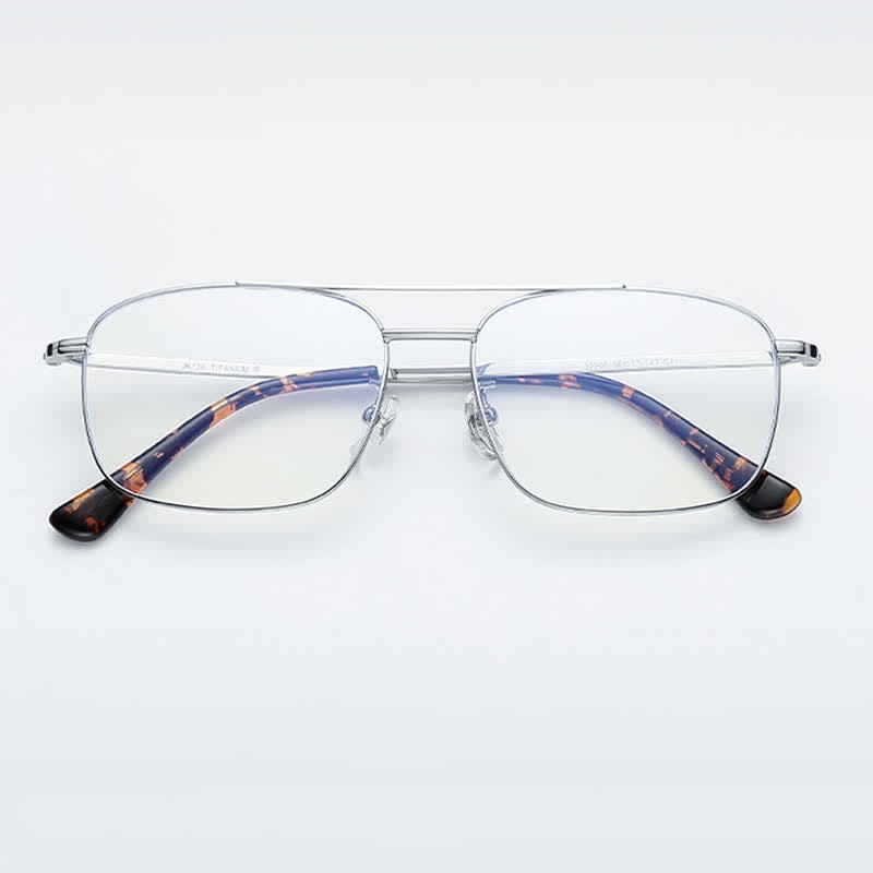 Spykay™ EG26851 Vintage Square Titanium Frame Anti-blue Light Double Bridges Glasses - image 6