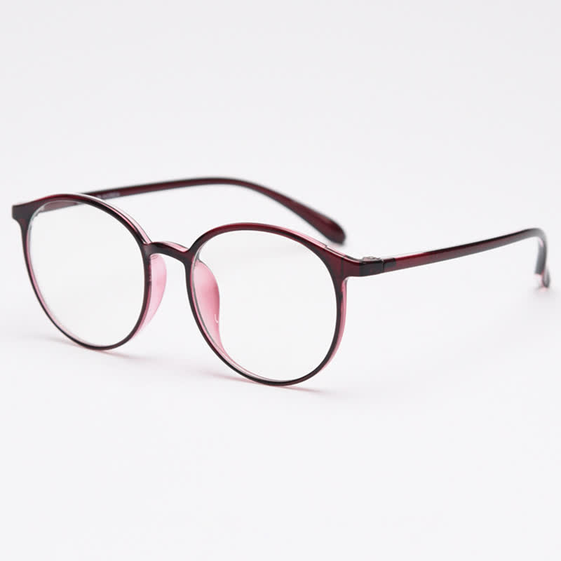 Spykay™ EG26865 Large Round Frame Anti-blue Light Simple Classic Lightweight Glasses  - Dark Red - image 5