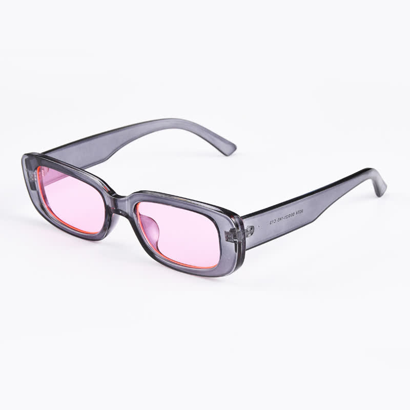 Spykay™ SG60996 Rectangle Small Thick Frame Vintage Sunglasses - Grey/Pink - image 16
