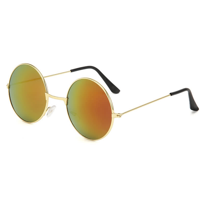 Spykay™ SG61008 Retro Round Frame Metal Sunglasses for Women Men - Golden/Red Silver - image 29