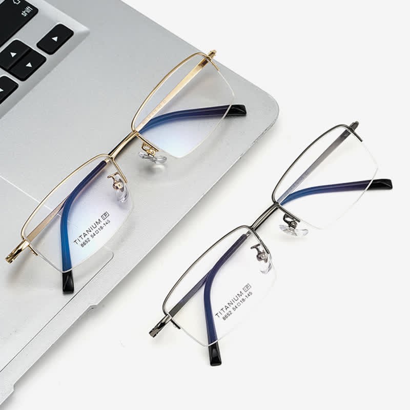 Spykay™ EG26844 Semi-Rimless Rectangle Titanium Frame Anti-blue Light Simple Glasses - image 11