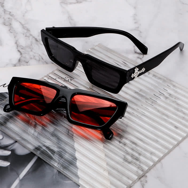 Spykay™ SG61019 Unsiex Rhinestone Cross Decor Square Frame Sunglasses - image 7