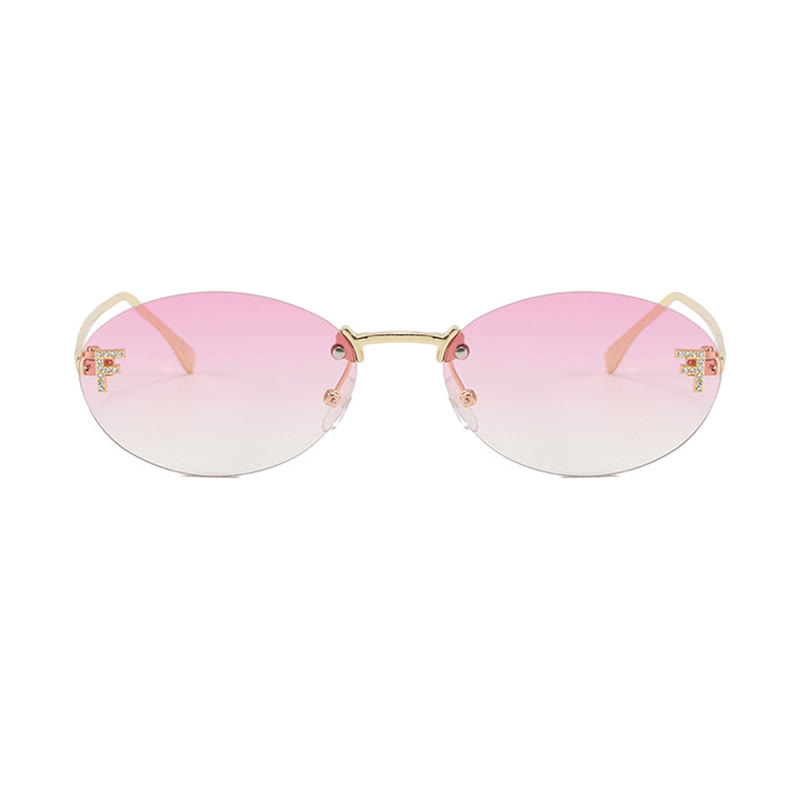 Spykay™ SG60701 'F' Design Oval Frames Rimless Sunglasses