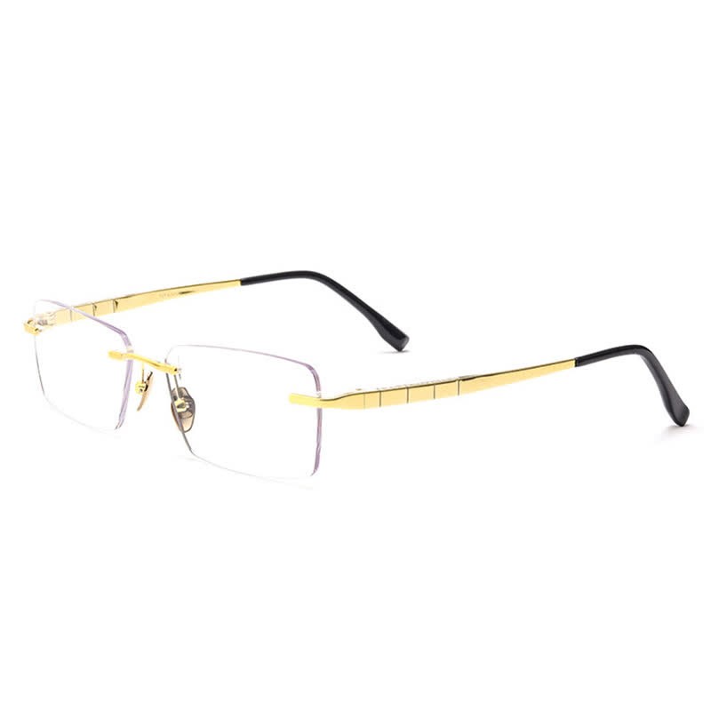 Spykay™ EG26903 Retro Simple Rectangle Frame Anti-blue Light Hipster Rimless Glasses - Golden - image 7
