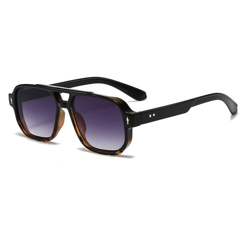 Spykay™ SG61003 Square Frame Double Bridges Vintage Arrow Sunglasses - Black/Tortoise Shell/Brown - image 34