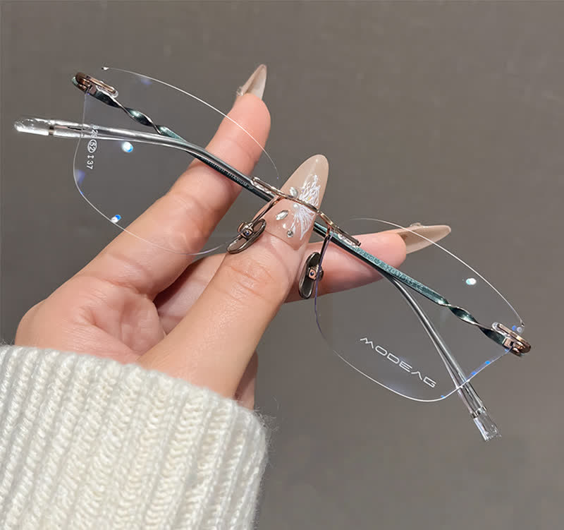 Spykay™ EG26889 Butterfly Titanium Frame Anti-blue Light Rimless Glasses - Green - image 6