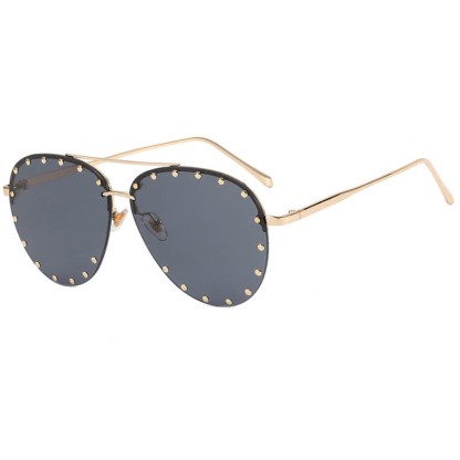 Spykay™ SG60887 Rivets Decor Double Bridges Retro Aviator Sunglasses