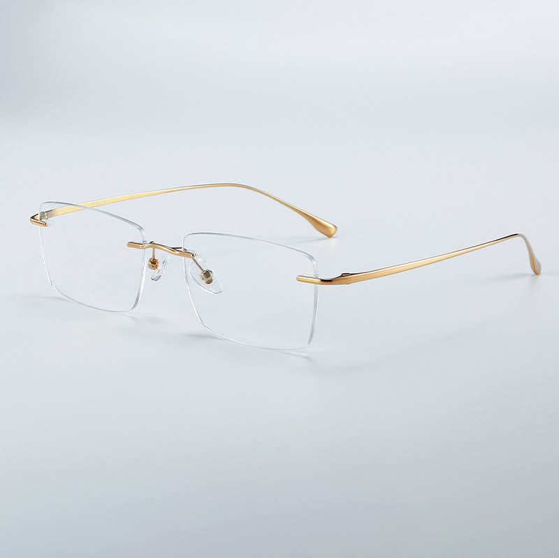 Spykay™ EG26849 Rectangle Titanium Frame Anti-blue Light Hipster Rimless Glasses - Golden - image 8