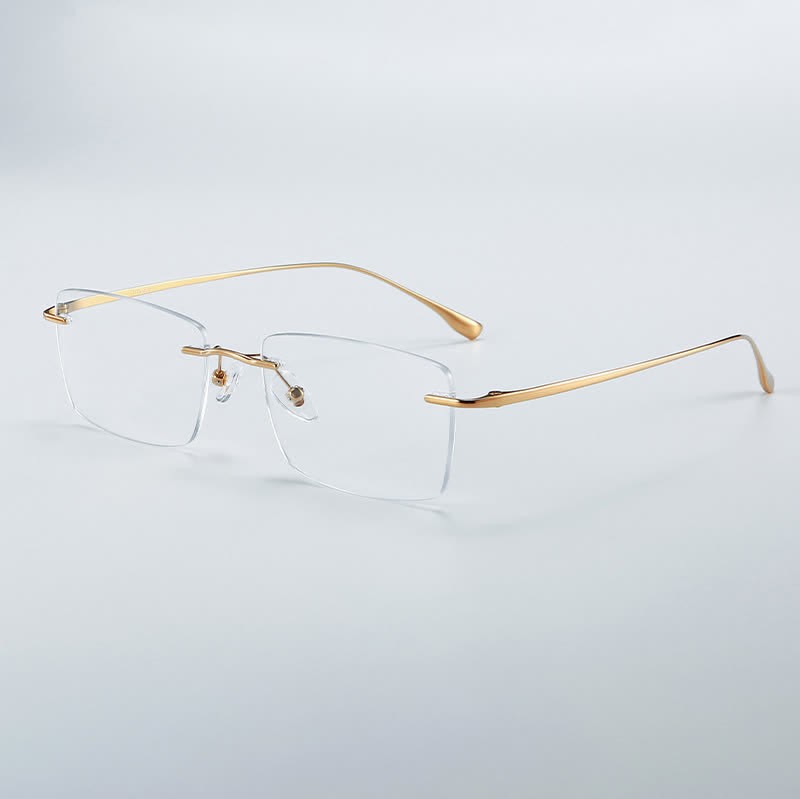 Spykay™ EG26849 Rectangle Titanium Frame Anti-blue Light Hipster Rimless Glasses - Golden - image 8