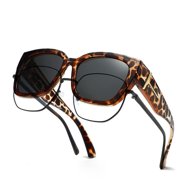 Spykay™ SG61037 Fit Over Glasses Square Frame Polarized Sunglasses - Tortoise Shell/Grey - image 7