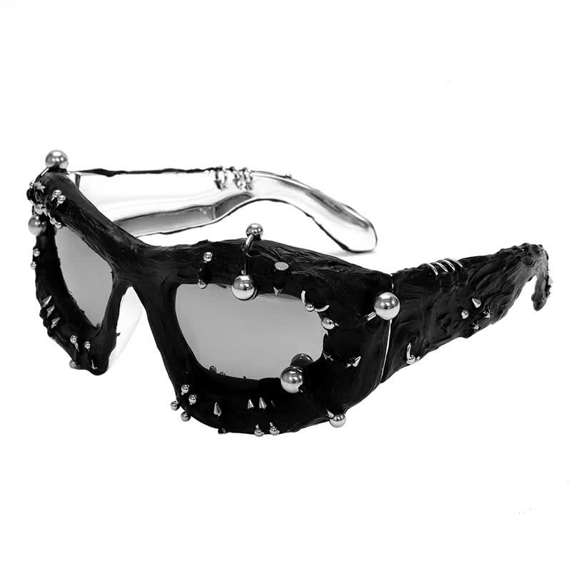 Spykay™ SG60924 CyberPunk Style Irregular Shaped Rivet Decor Sunglasses for Party - Silver - image 31