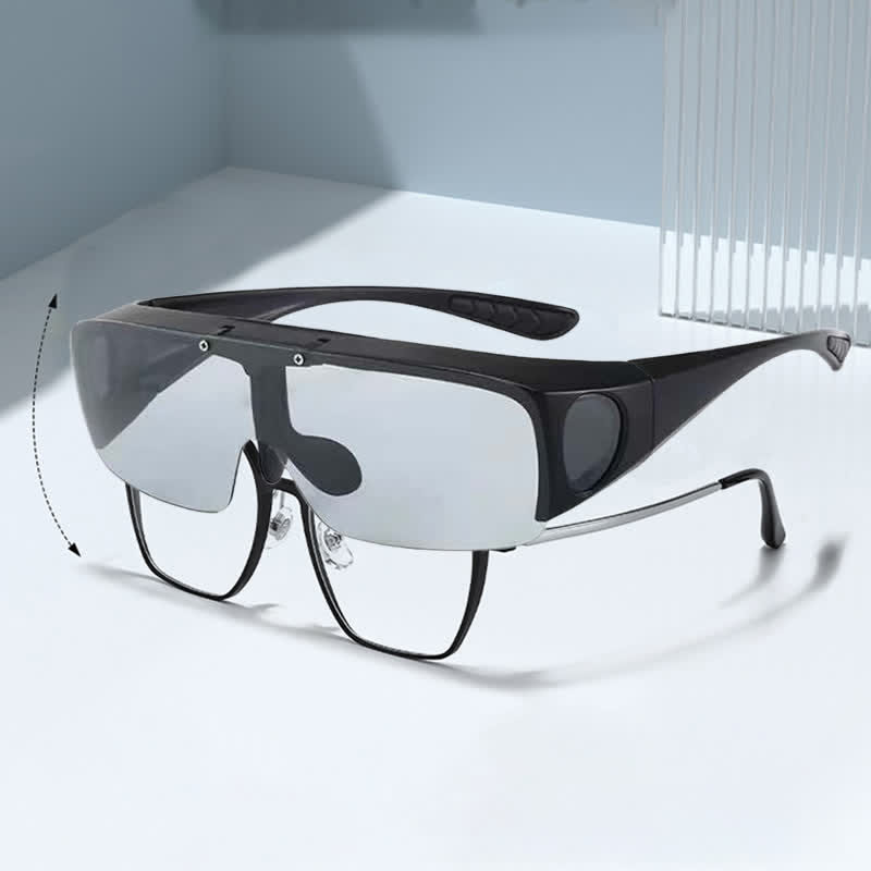 Spykay™ SG60962 Fit Over Glasses Clip-On Lenses Polarized Sunglasses for Driving&Cycling - Silver - image 12