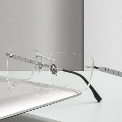 Spykay™ EG26903 Retro Simple Rectangle Frame Anti-blue Light Hipster Rimless Glasses - image 9